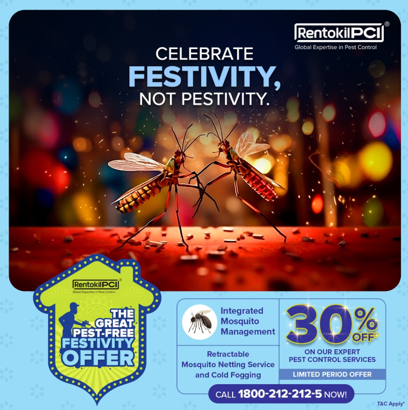 Rentokil campaign creative showing festive setting